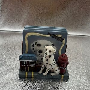 Dalmatian decorated fire house, and hydrant four set coasters